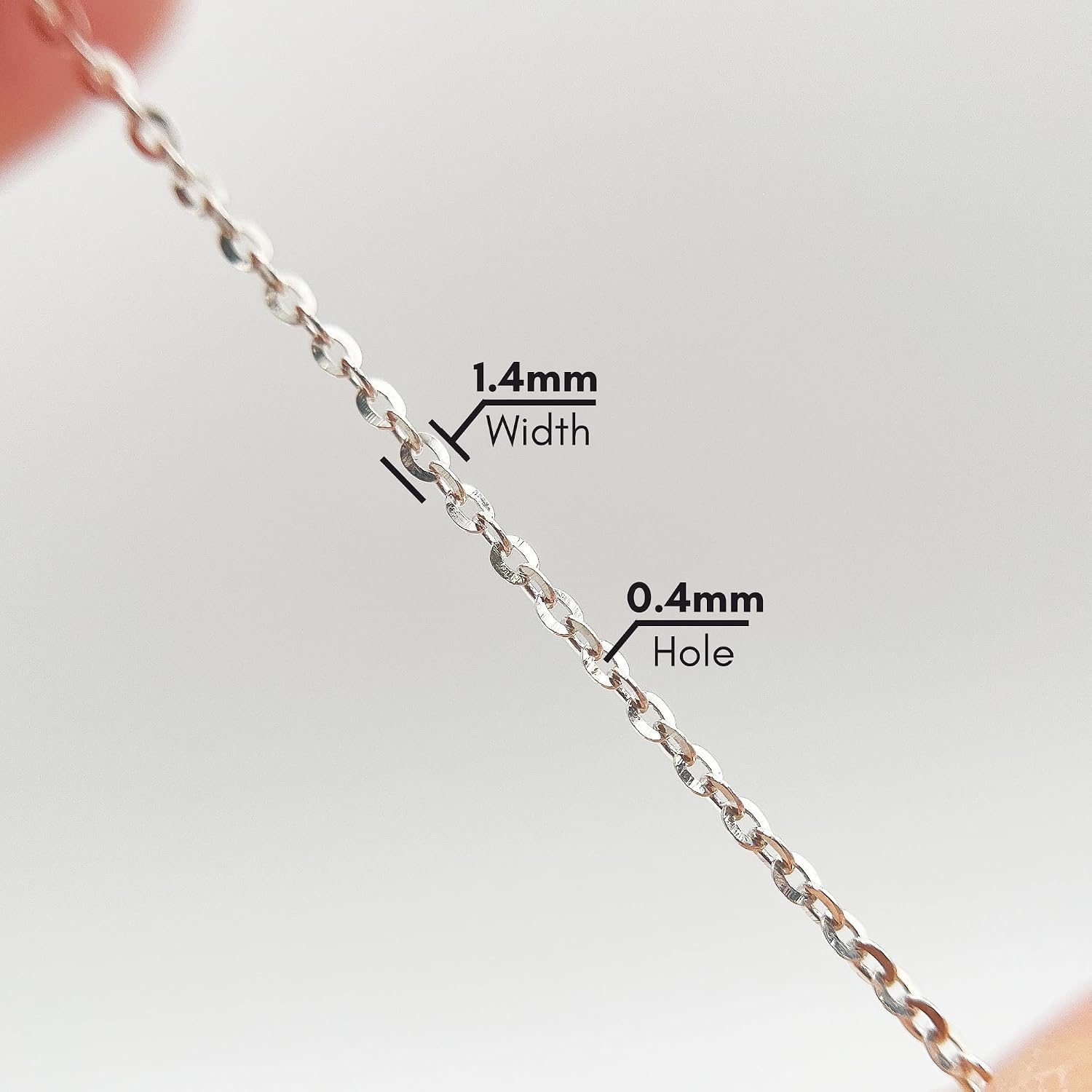 Gryrigns 3Feet 1.4mm 925 Sterling Silver Flat Cable Chain Link Bulk for DIY Craft Jewelry Making (2.74 Grams)