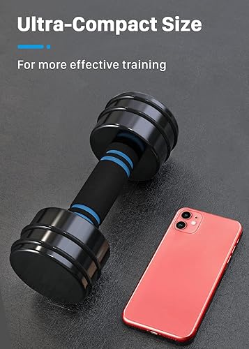 Miniatura 2 de Northdeer Juego de mancuernas de acero ajustables con revestimiento negro con asas de espuma para entrenamiento de gimnasio en casa, entrenamiento