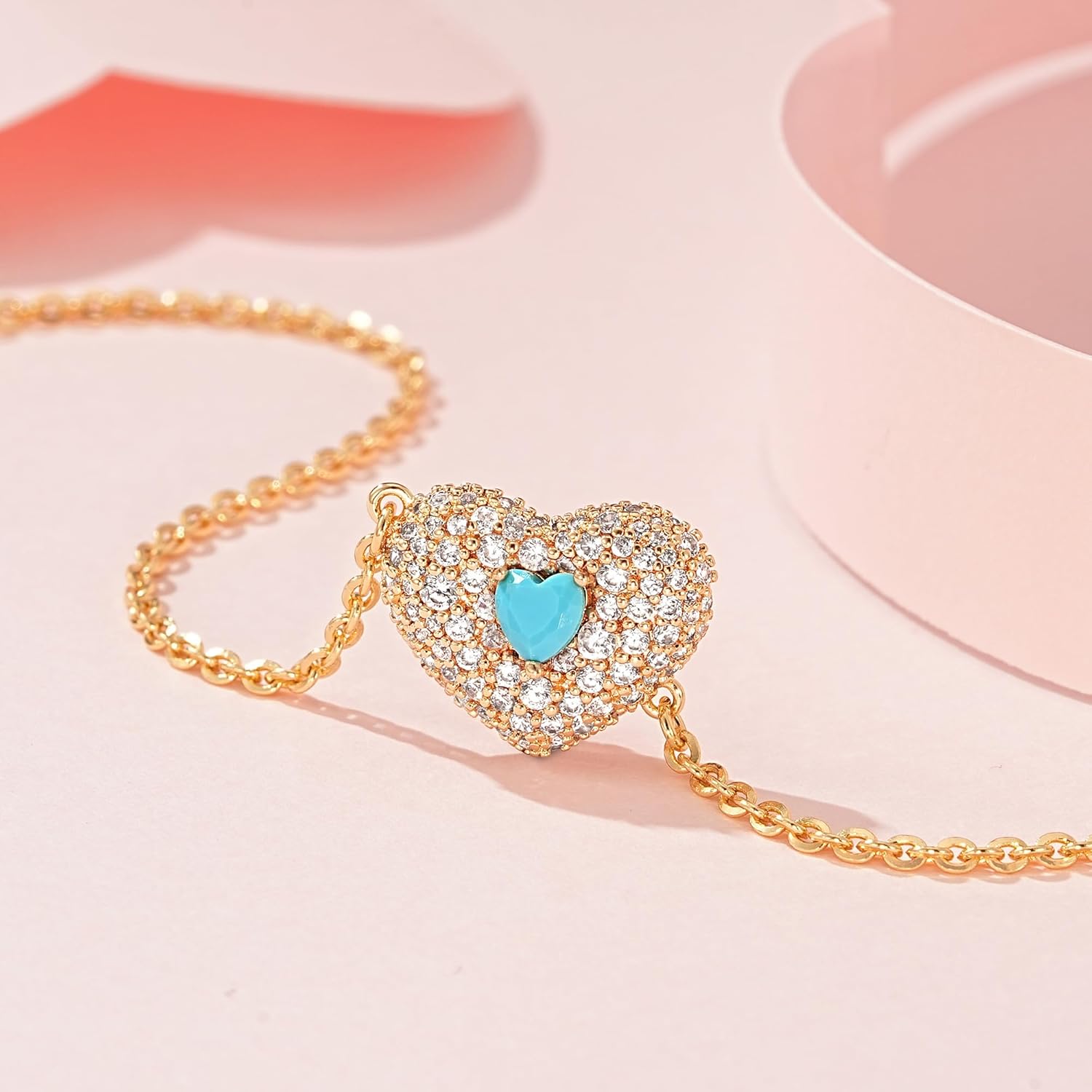 Fettero Gold Heart Bracelets for Women Charm Bracelet 14K Gold Plated Dainty Chain Love Heart Bracelet Jewelry Valentine's Day Gift - Image 4