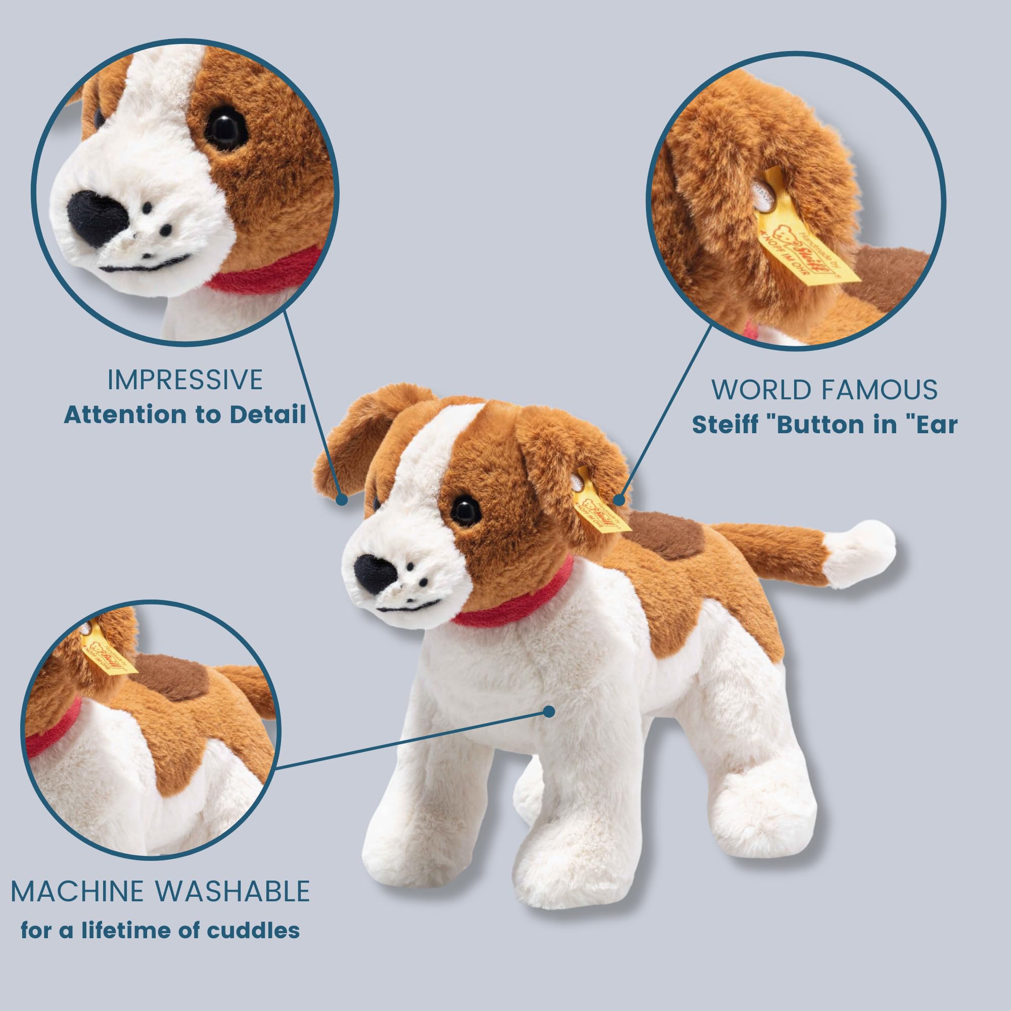 Steiff 067082 Snuffy Hund - 27 cm - braun/beige, Plüsch Bunt