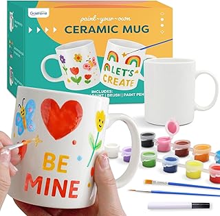 Paint Your Own Mug Kit | DIY Ceramic Painting Kit for Adults Kids | 2 Pa...