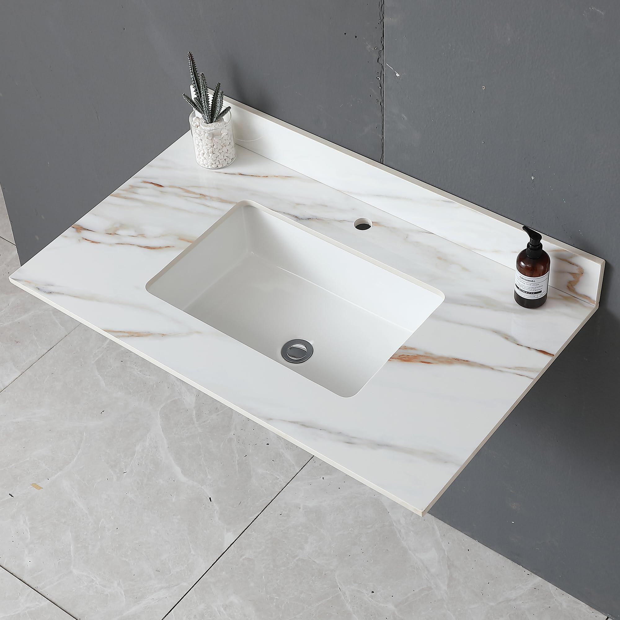 Amazon.com: Montary 37"x 22" Bathroom Vanity Top with Undermounted ...