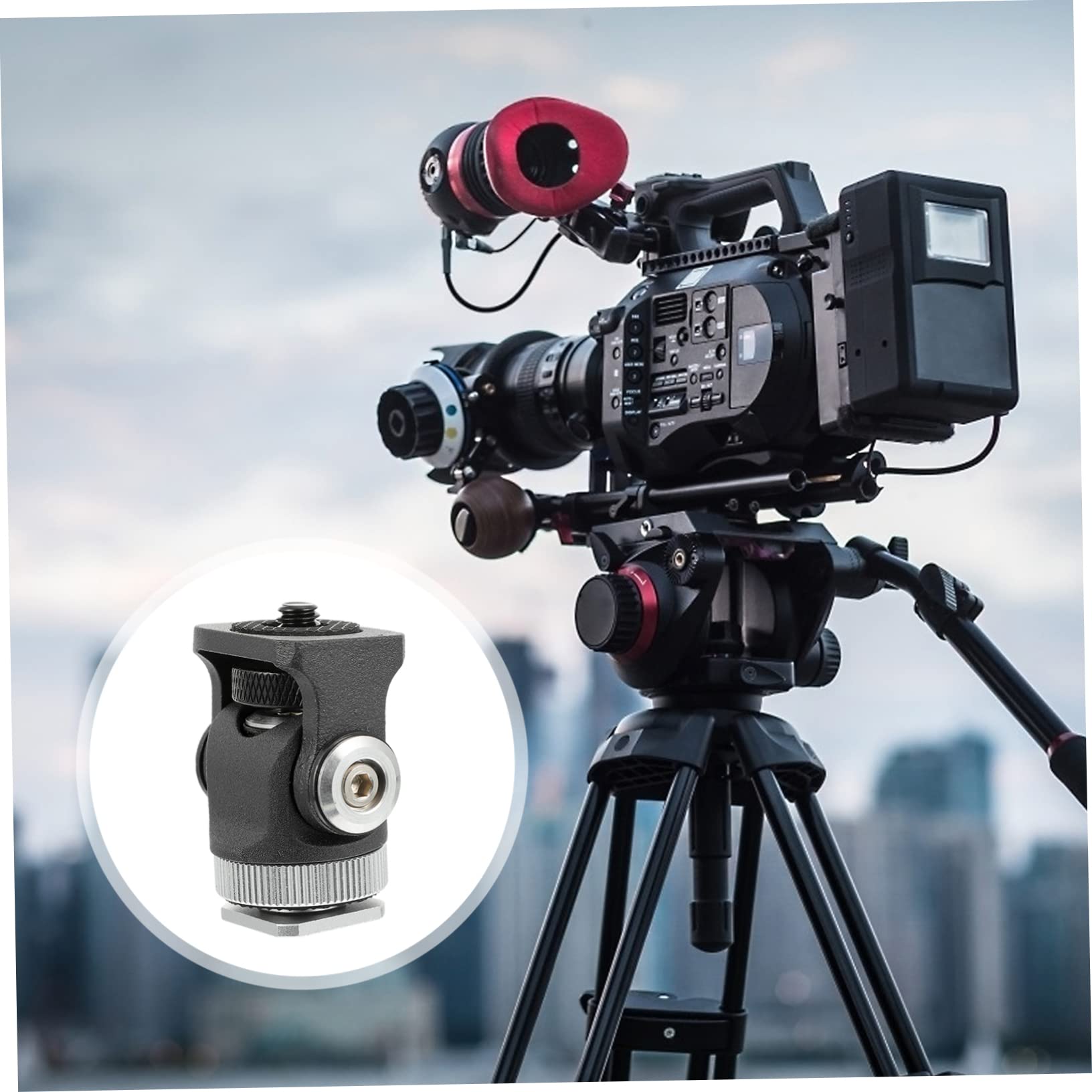 Happyyami Mini Phone DSLR Camera Tripod Head Mount Hot Shoe Adapter 360° Rotation Aluminum Alloy