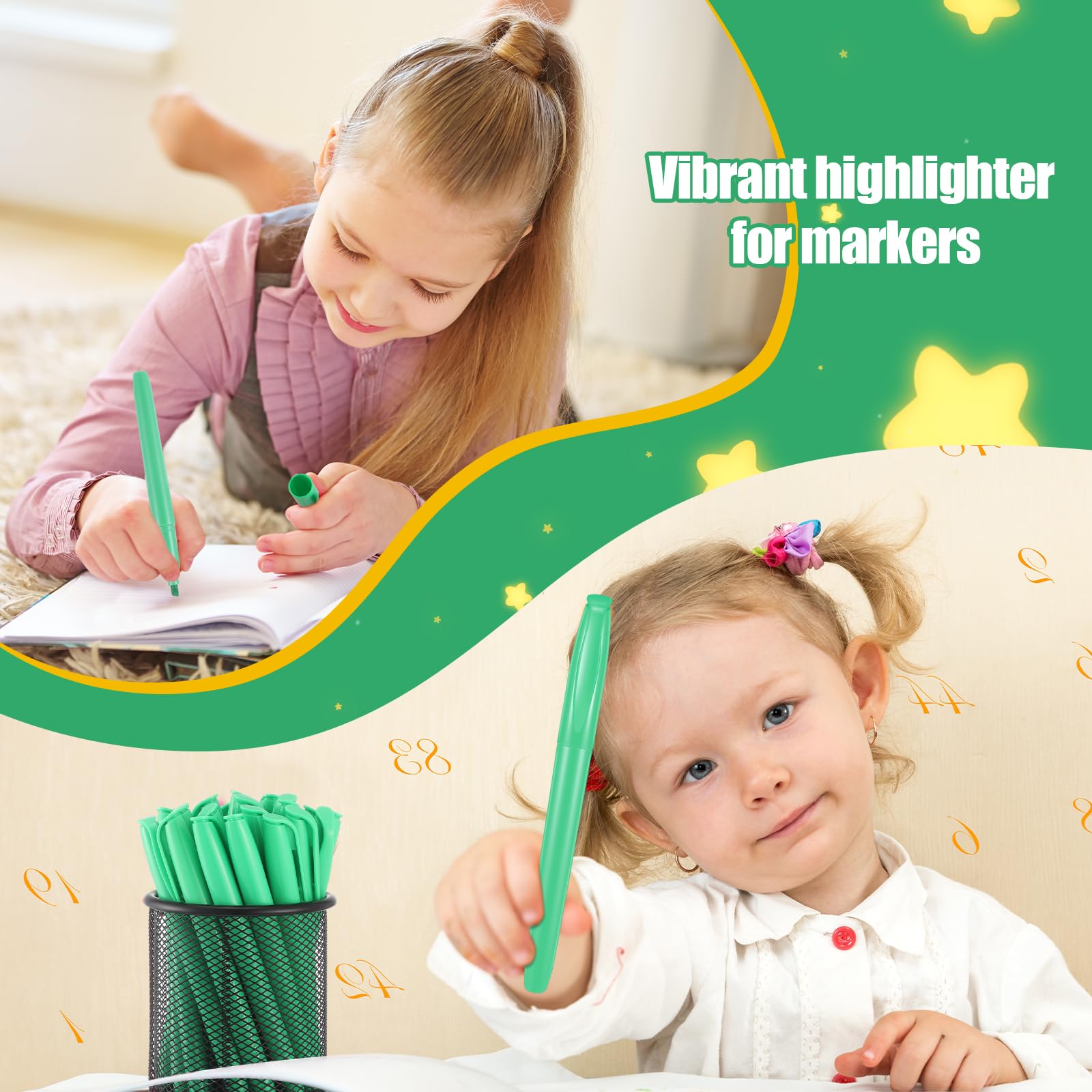 Colarr Textmarker, 120 Stück, helle Farben, Textmarker, Marker, Keilspitze, schnell trocknend, neonfluoreszierend, Textmarker, Marker für Büro, Zuhause, Schule, Kinder, Studenten, Lehrer,