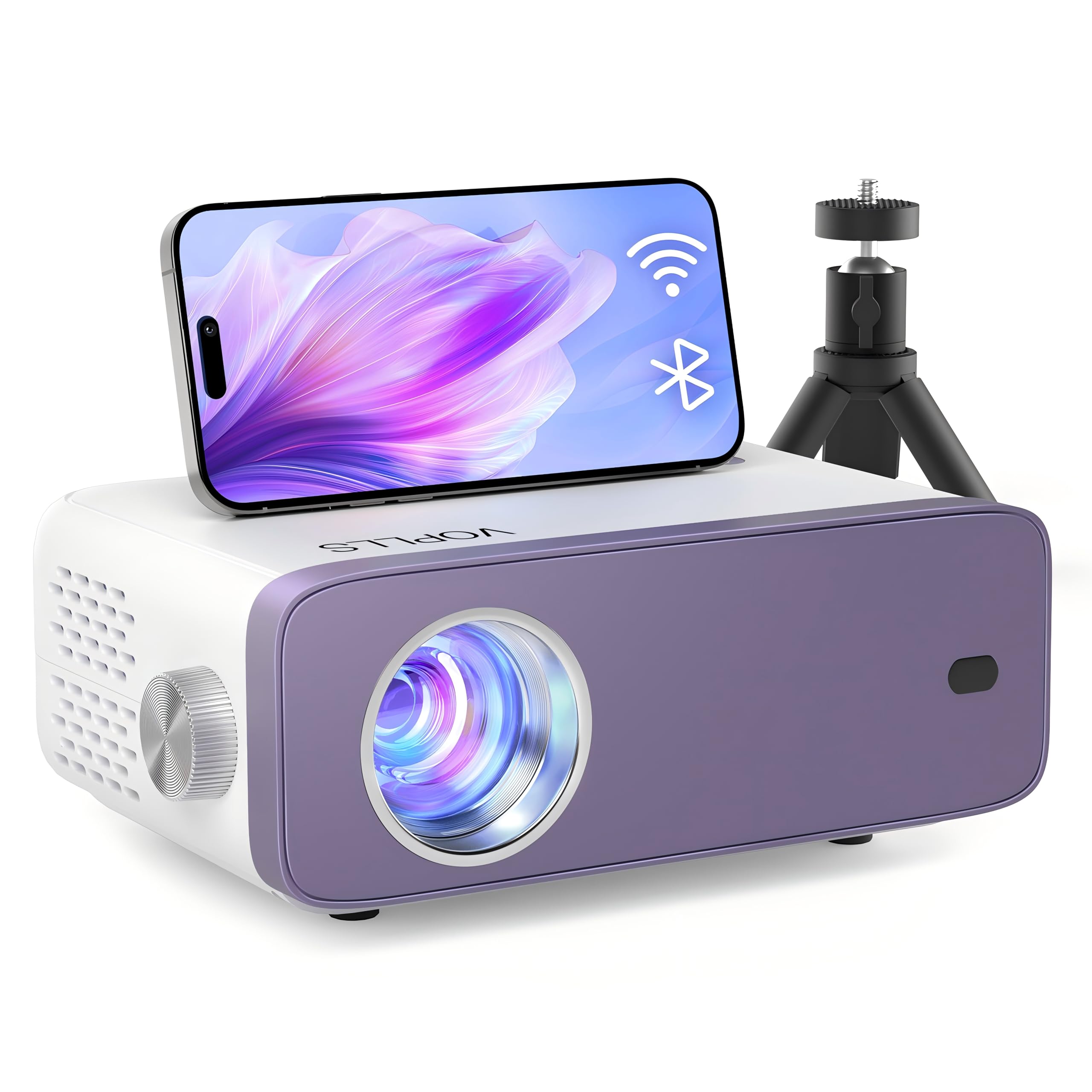 Mini Proyector Portatil WiFi Bluetooth 15000 Lumenes Full HD 1080P, VOPLLS Proyector Cine en Casa/Exterior Projector para Smartphone/PC/TV Stick HDMI USB con Trípode