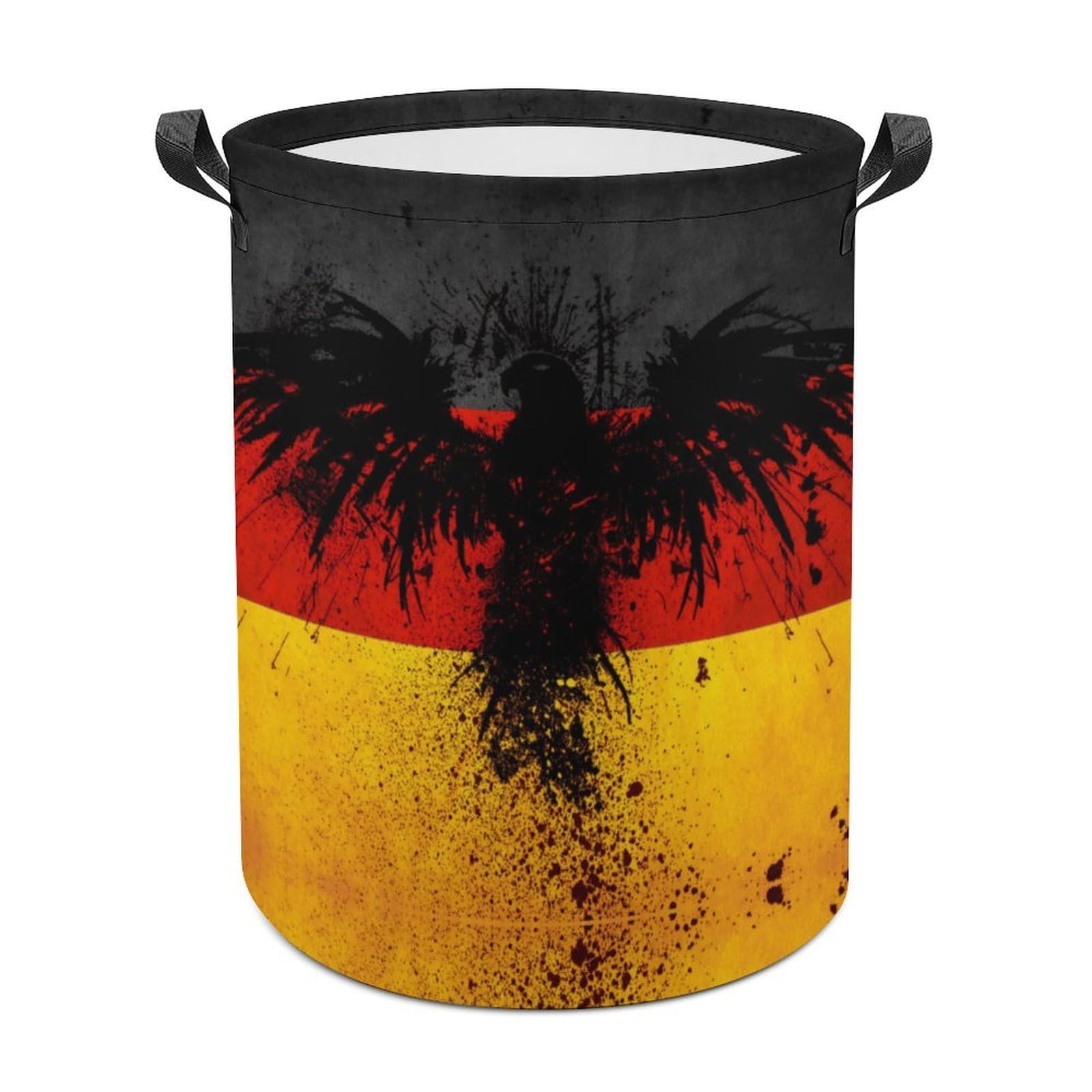 Wlntrophic Laundry Hamper, Germany Flag Eagle Laundry Basket, Washing Basket with Handle