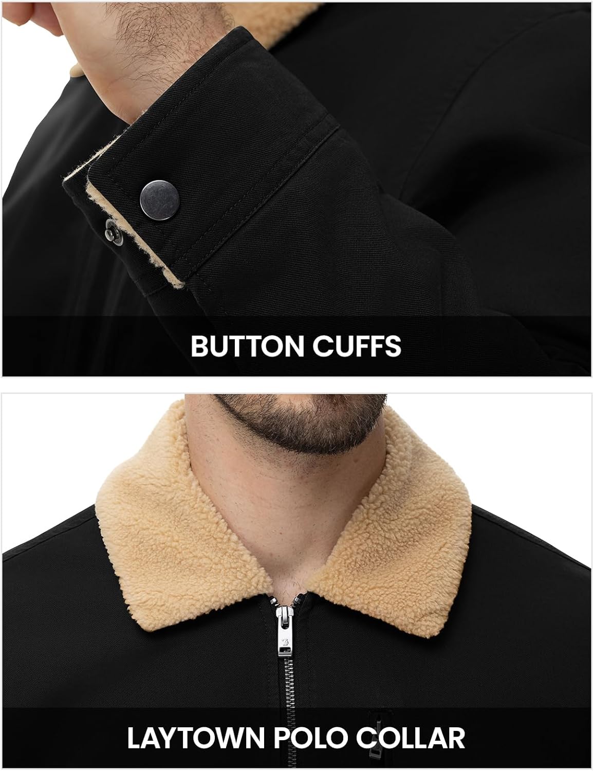 TBMPOY Men's Winter Jacket Thick Sherpa Fleece Lined Cotton Full Zip Warm Cargo Zipper Pockets Trucker Work Thermal - Image 5