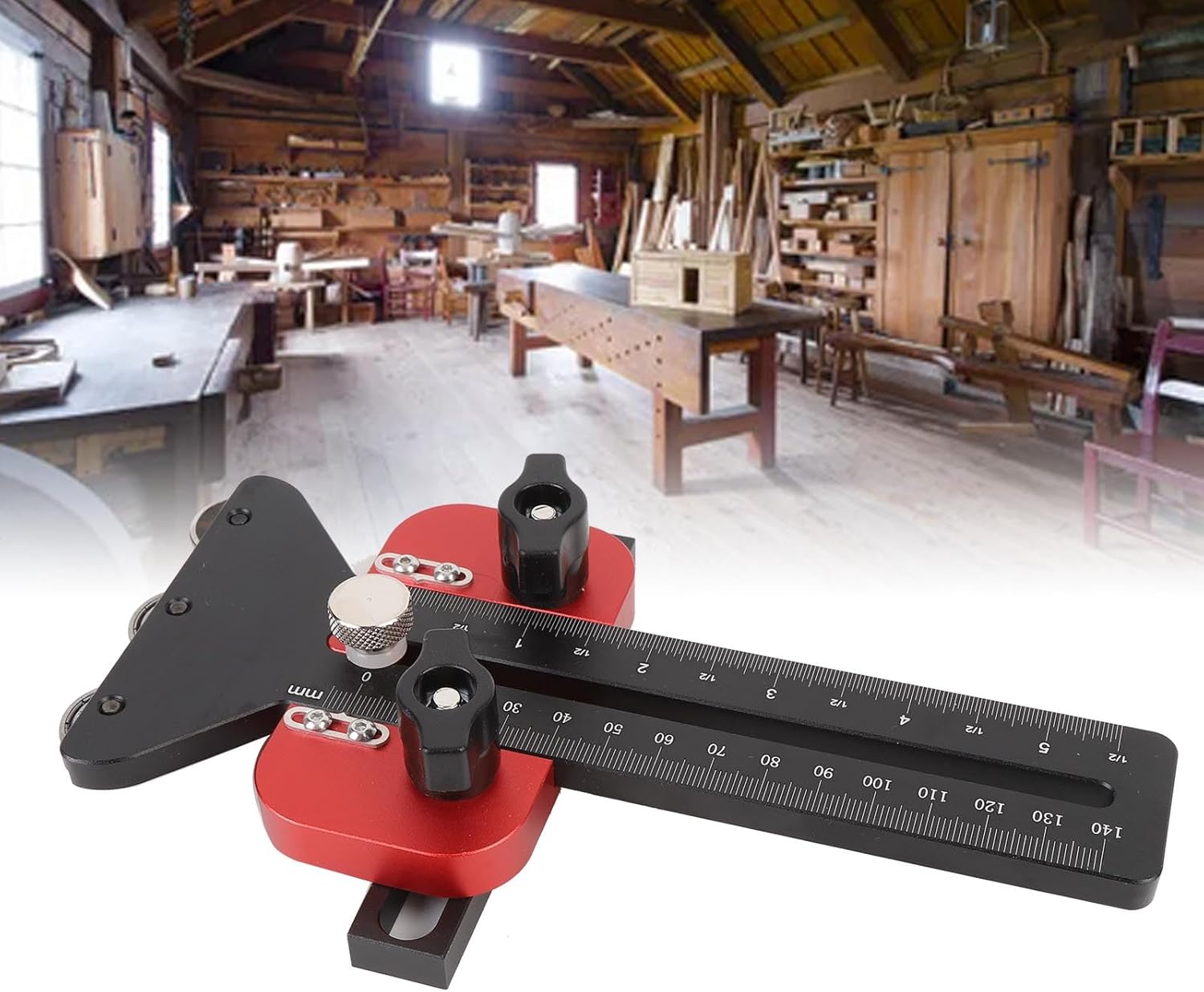 FTVOGUE Table Saw Jig 3 Pulleys Aluminum Alloy Thin Rip Jig with U Slot Fast Adjustment for Woodworking