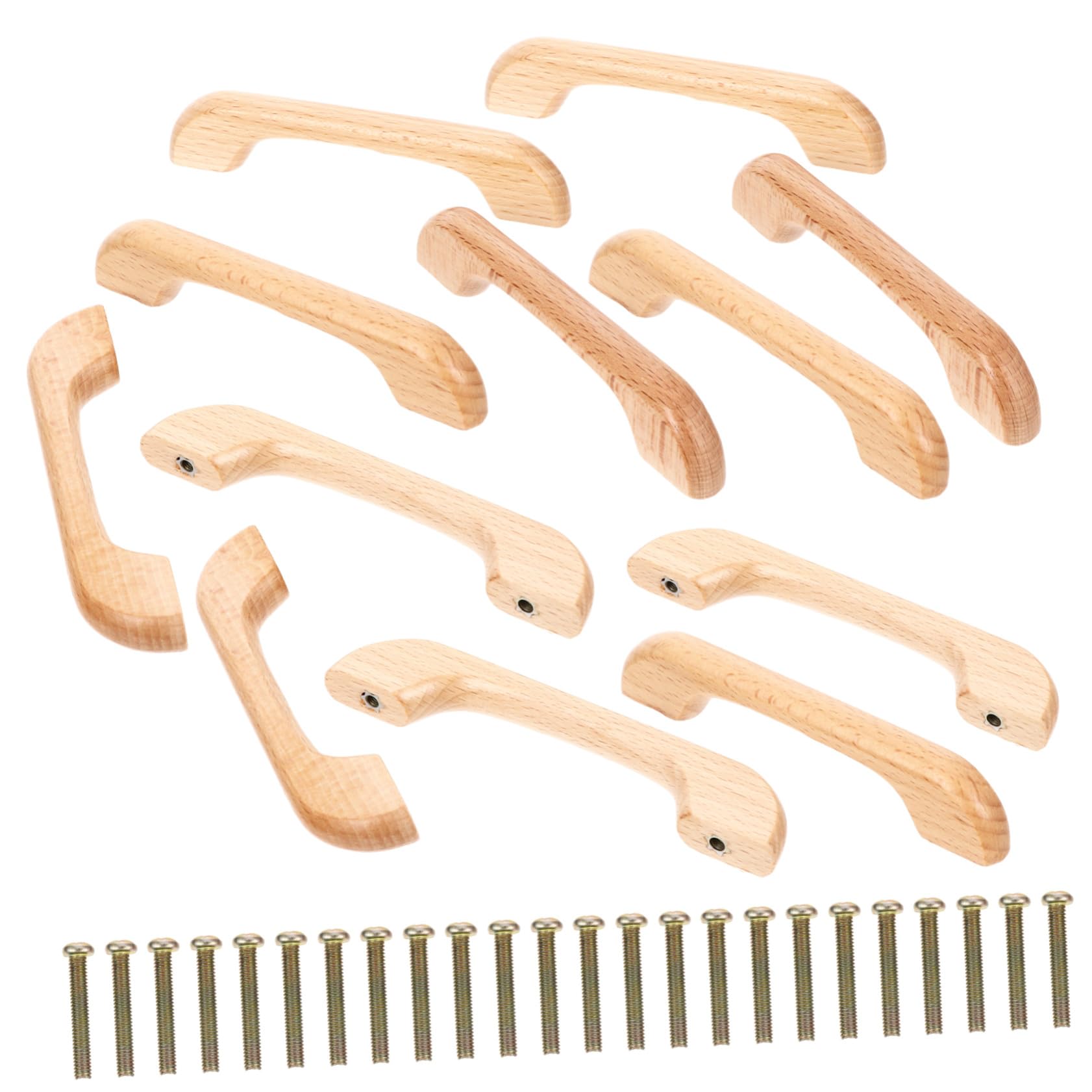 Tiradores de madera de haya beige para armarios de cocina con diseño elegante moderno pack de 12