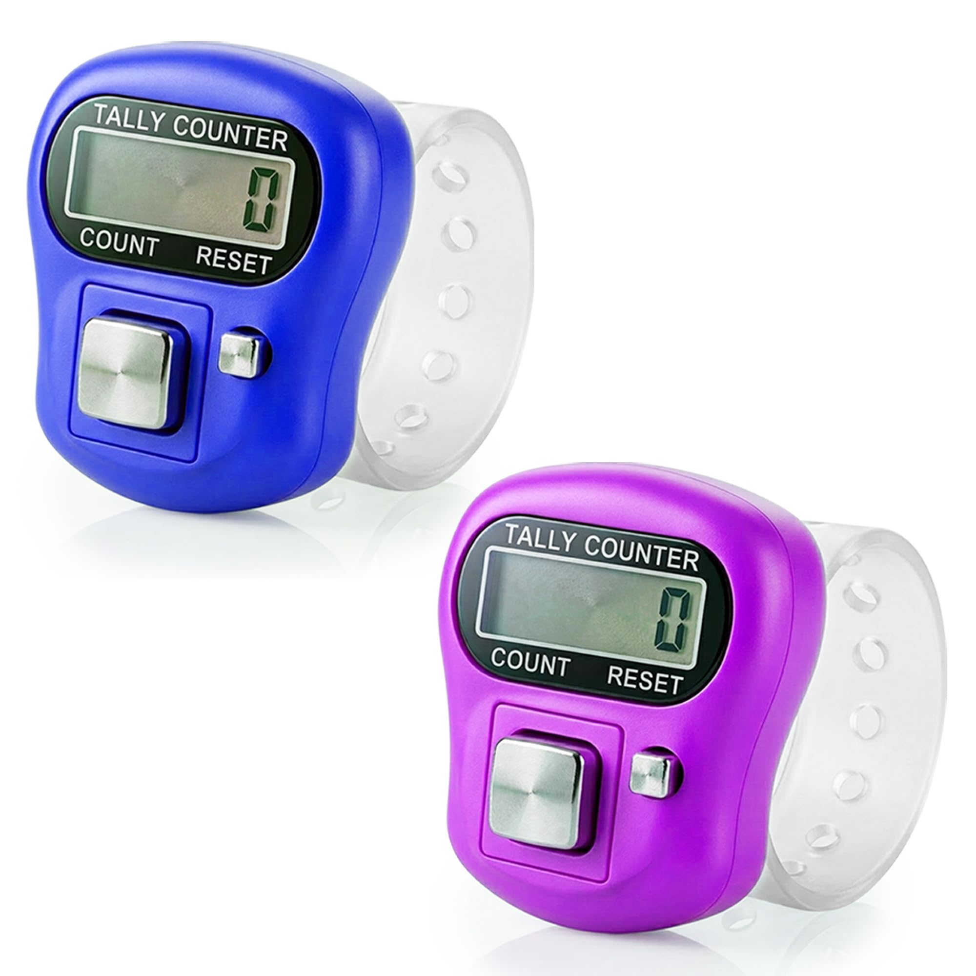 Finger Counting Device, Pack of 2 Different Colours, 5 Digit Clicker Finger Counter Device Multicolour with Clear Visible Numbers, Useful for Various Counting Purposes (Random Colour)