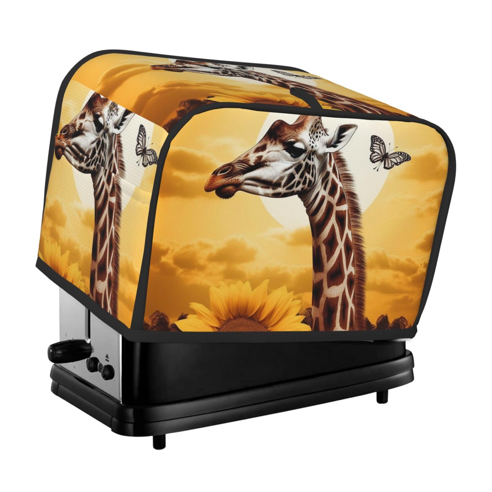 Fodpand Black Toaster Covers 2 Slice Giraffe And Sunflower Bread Machine Cover Quilted Toaster Dustproof Cover Washable Appliance Cover Bread Maker Protective For Kitchen Small Appliance