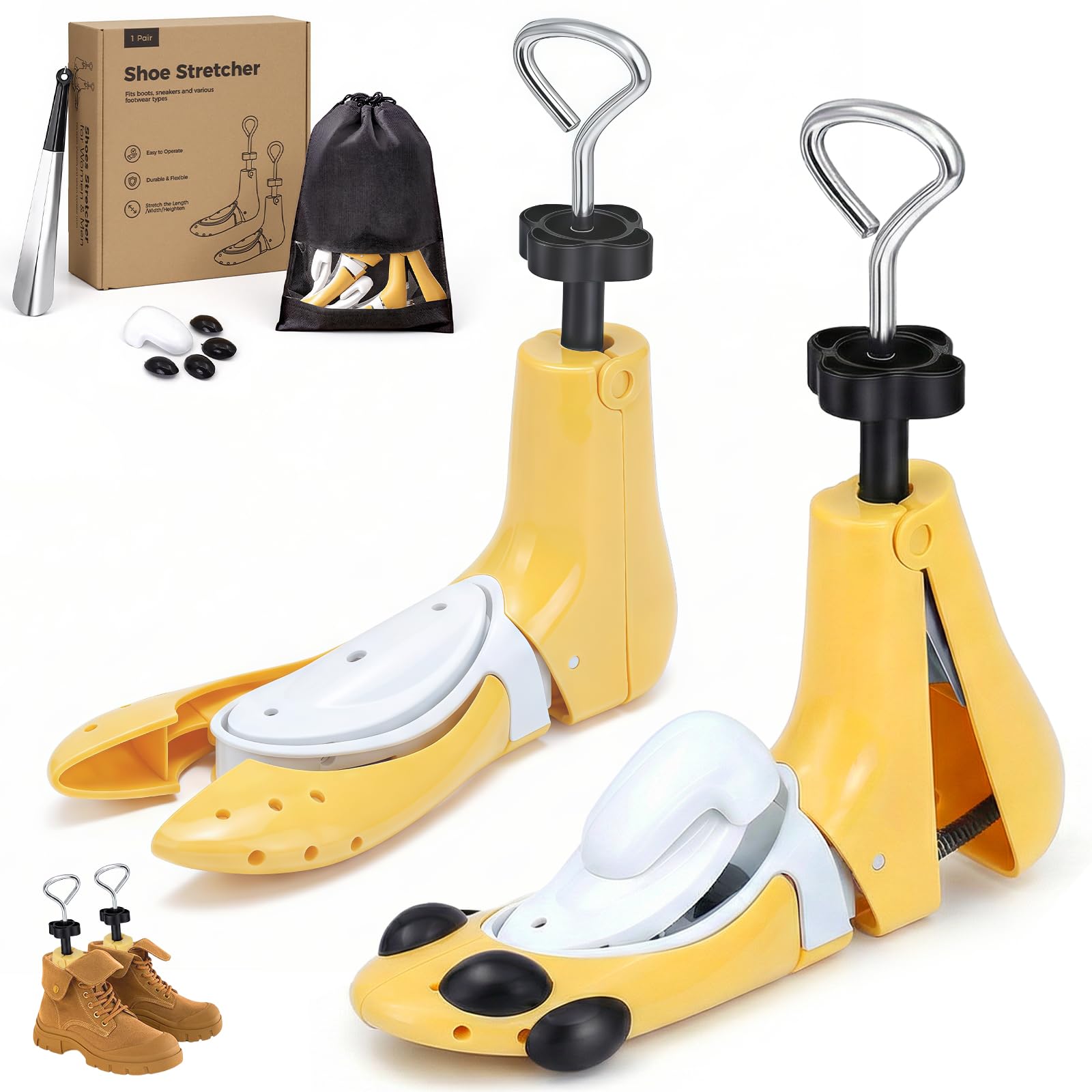 Estirador de zapatos para hombres y mujeres, expansor de longitud/ancho/altura ajustable para pies anchos y empeine