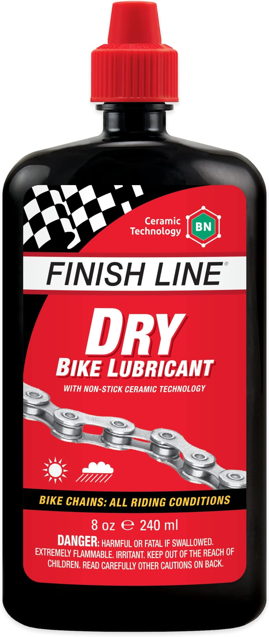 Finish Line Dry Bike Chain Lube – Ceramic Dry-Film Lubricant – Dirt & Dust Resistant