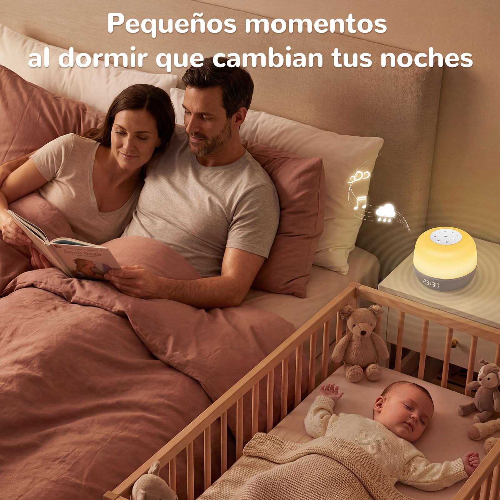 2025 Premios Mom's Choice | Máquina de Sonido de Ruido Blanco para Bebés con Alarma de Amanecer y Control por Aplicación – Máquina de Sonido con Luz Nocturna RGB 360, Relajante para Dormir para Adulto