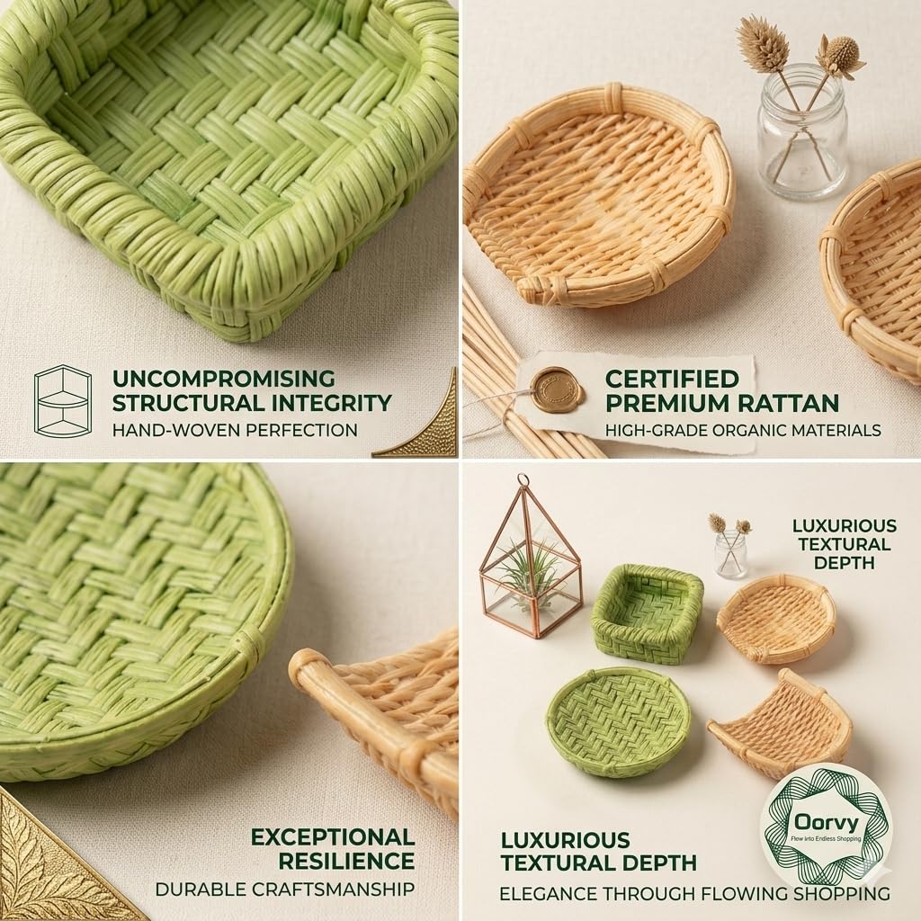 0090 米粒サイズ dollhouse miniature baskets Oorvy Miniature Clay Woven Basket Set, 4 Pieces, Handcrafted, for
