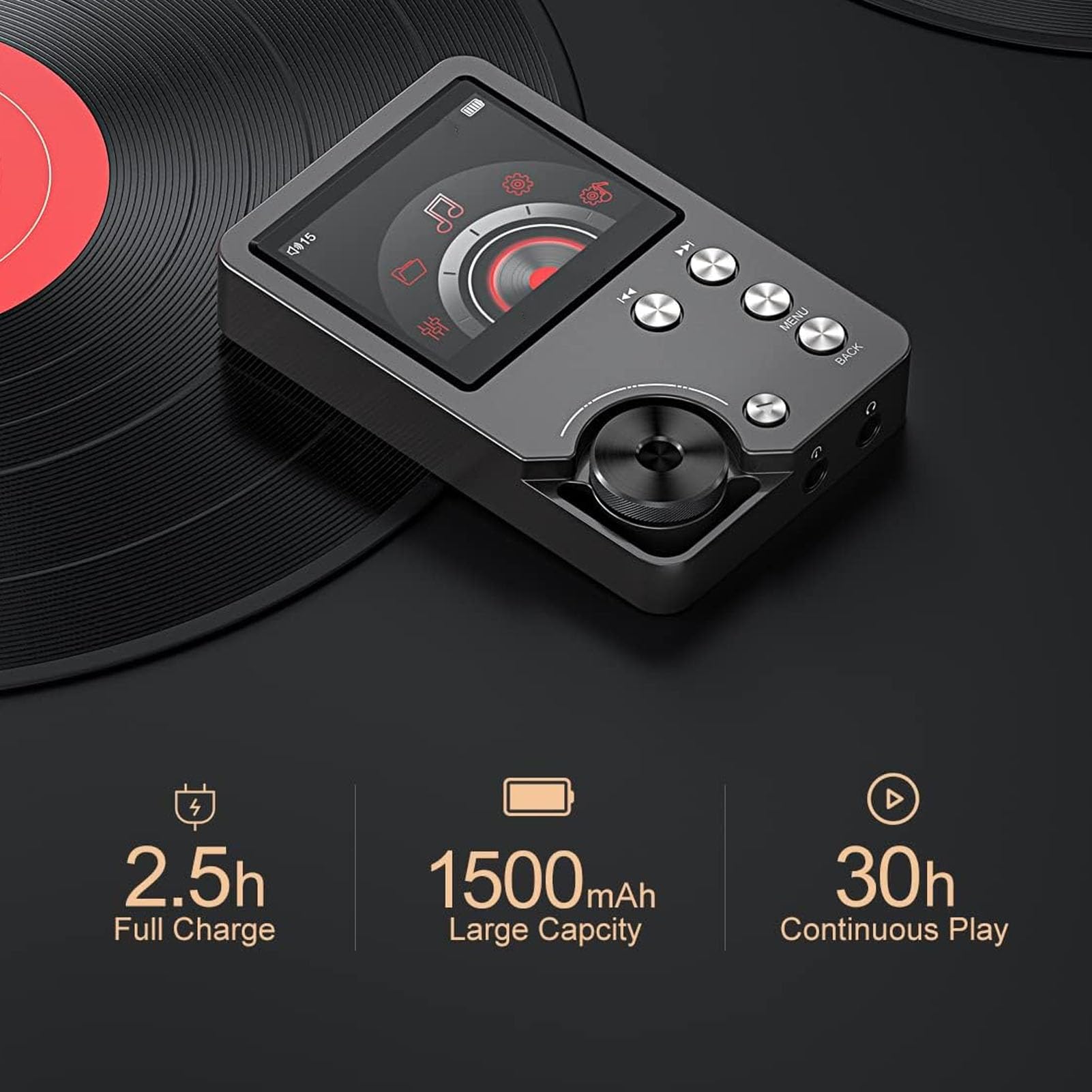 Hi Res MP3 Player, DSD 128 FLAC DAC Hochauflösender Verlustfreier Audio Player mit 64GB Speiche 2.0-Zoll-LCD-Display, Tragbarer MP3 Musik Player Unterstützt bis zu 256 GB