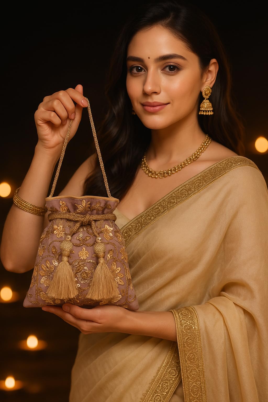 MASQ Women By Q-One Embroidered Silk Potli Bags - Handcrafted For Weddings, Festive Season & Special Occasions With Beads And Sequins - Made In India 2