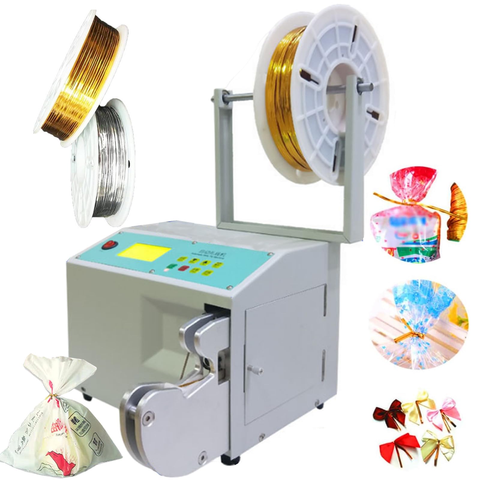 AYCDL Auto Twist Tie Machine,Electric Semi Manul Bag Closure Bundling, Food Twist Tying Machine, Metallic Twist Ties Wire for Candy Bread Toy
