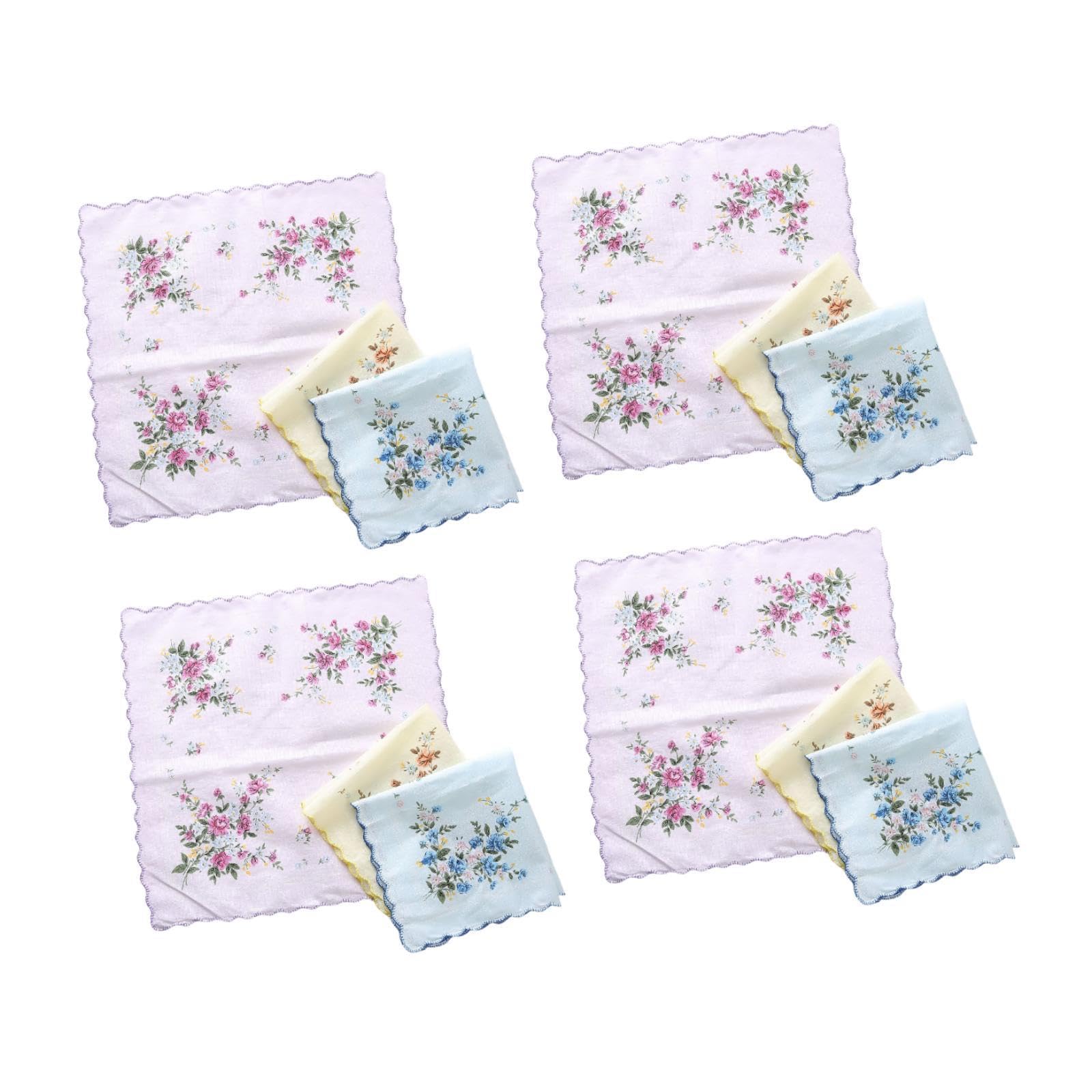 12x Womens Handkerchiefs Soft Hanky Set Assorted Pocket Square Hankies-image-47