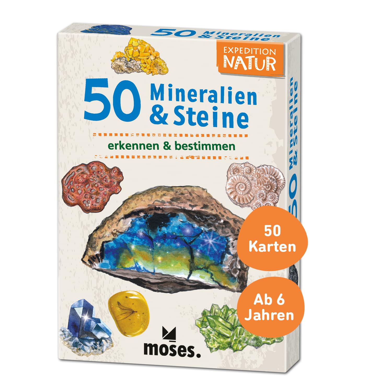 moses. Expedition Nature: 50 Minerals and Stones, Gemstones, Gold, Silver etc. Recognise and Determine Card Set for Children from 6 Years with Exciting Quiz Questions Medium