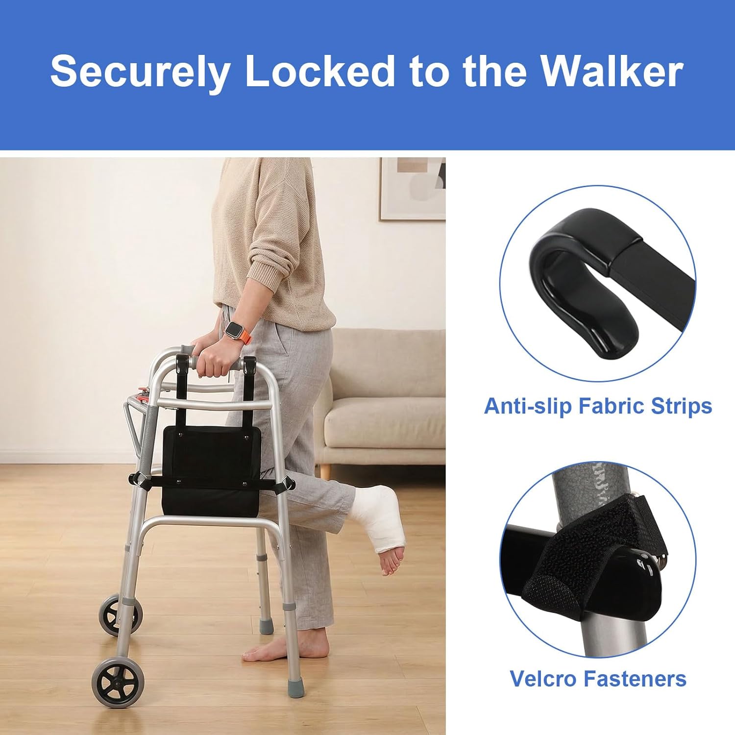 Knee Sling for Walker, Leg and Hip Support Up to 300lbs with Comfortable Cushion, Knee Recovery Rehabilitation Equipment for Adults, Walker Attachment Accessories