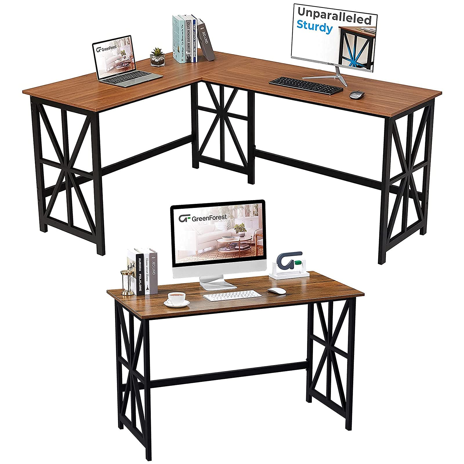 Buy GreenForest Large L Shaped Computer Desk Corner Desk Reversible