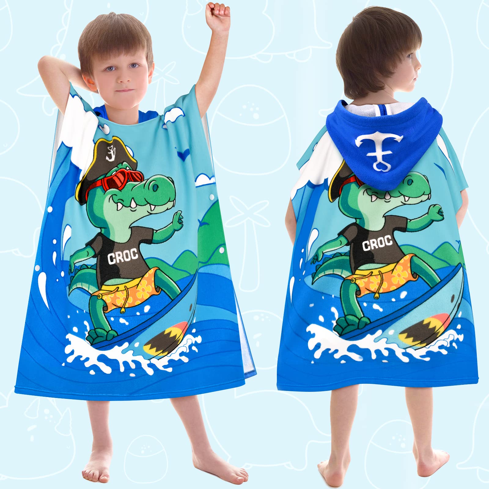 BTNEEU Poncho Asciugamano Bambino - Super Assorbente, Con Cappuccio, Per Mare E Piscina