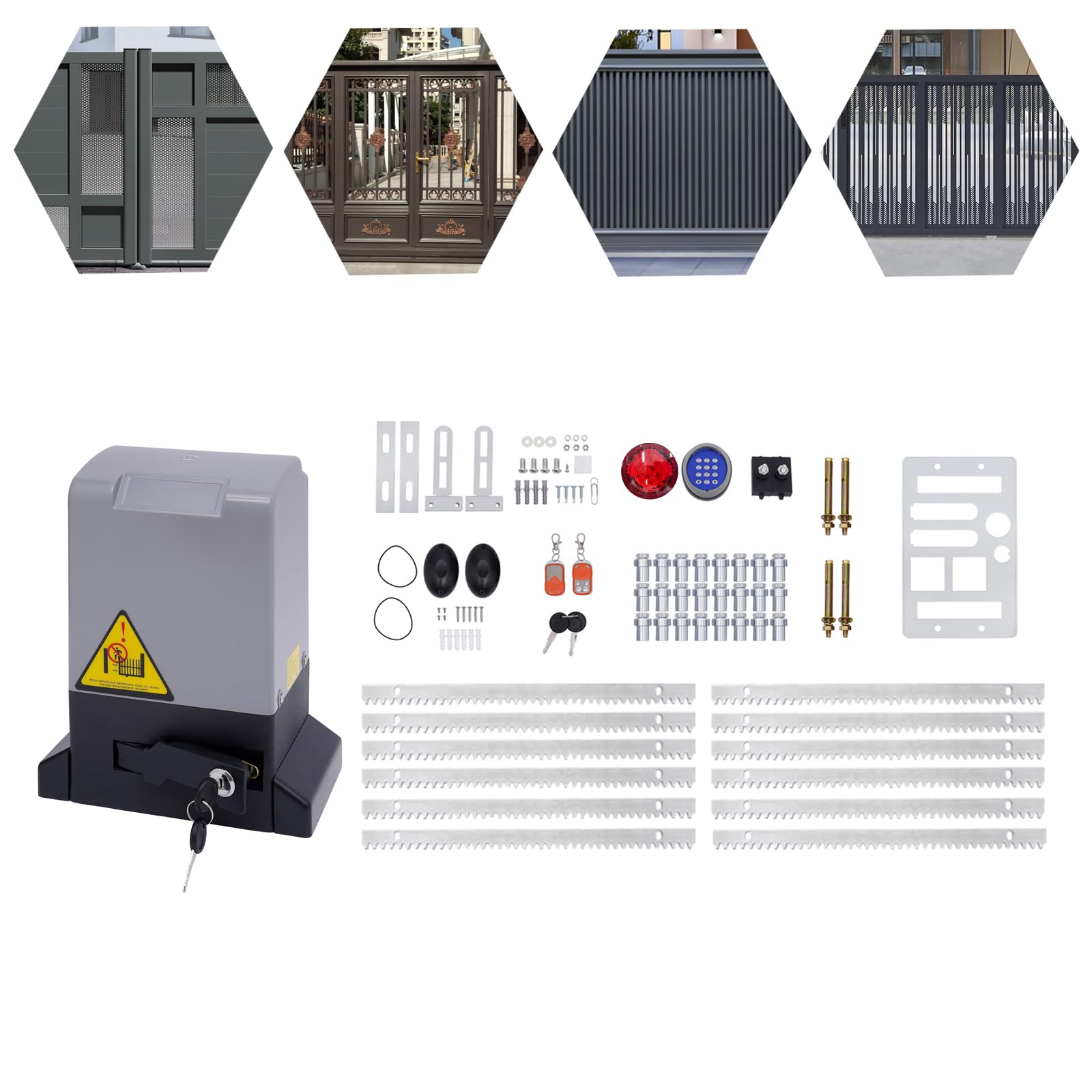 Actionneur de portail coulissant électrique, capacité de charge 800 kg, avec télécommande et fonction de fermeture automatique, convient pour jardins, maisons et espaces commerciaux