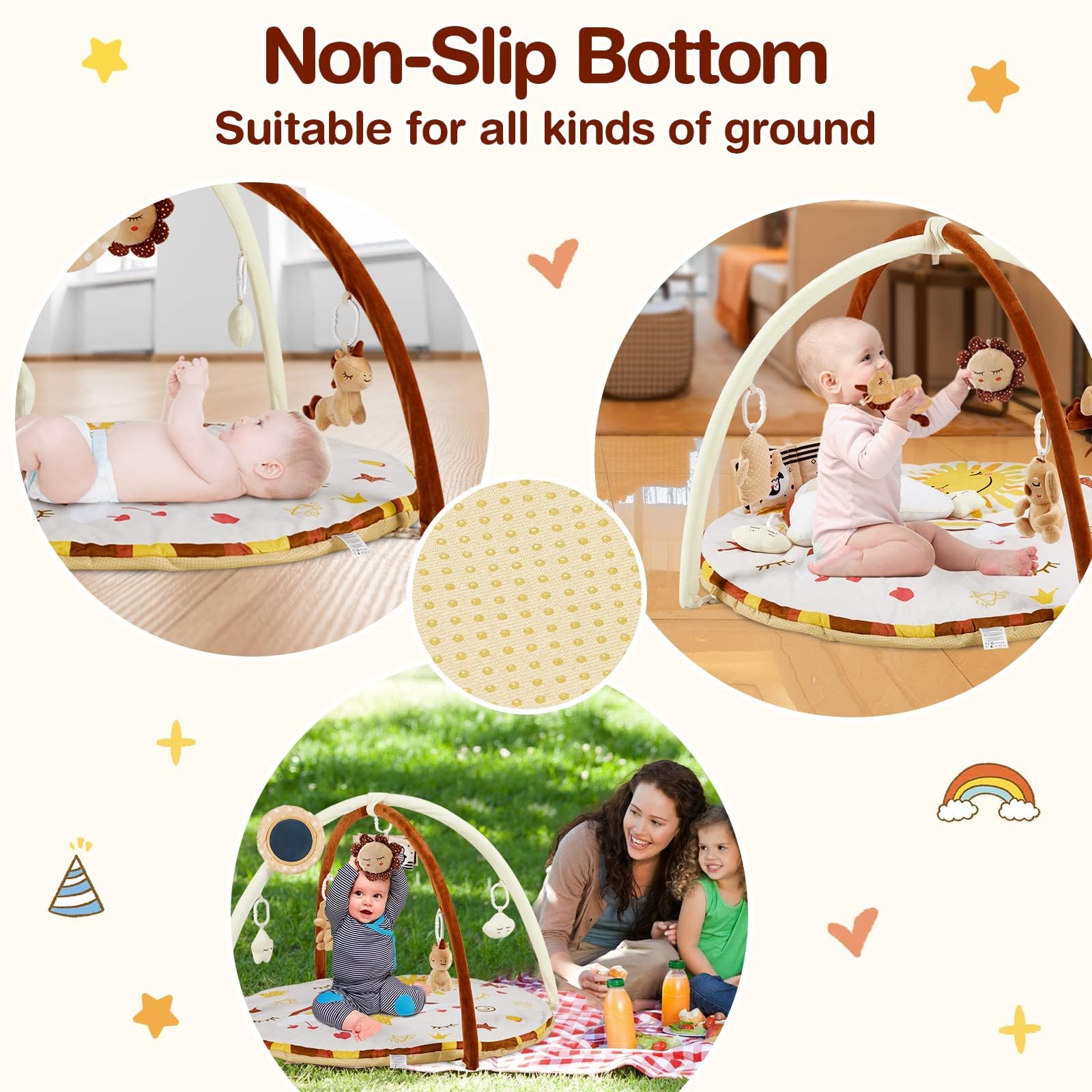Spielbogen für Baby, Krabbeldecke, Spieldecke, Spielmatte, Baby Gym Spielmatte, Spieldecke, Krabbeldecke, Aktivitätsmatte, mit 9 abnehmbaren sensorische Spielzeuge