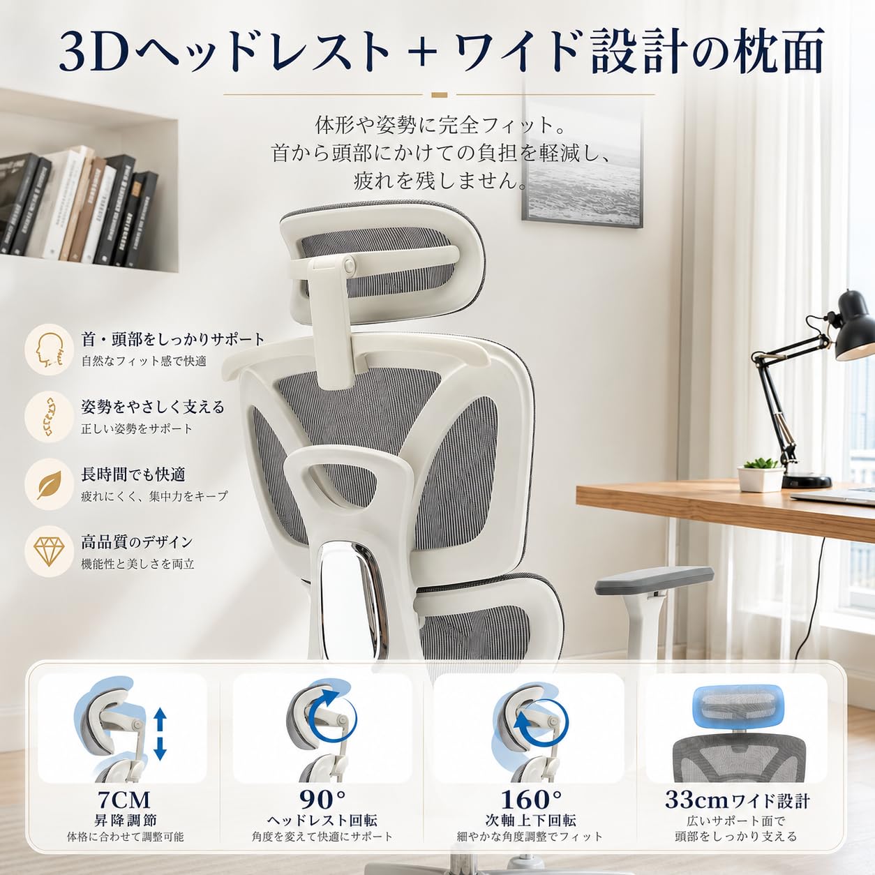 Amazon.co.jp: オフィスチェア 人間工学設計 デスクチェア メッシュ