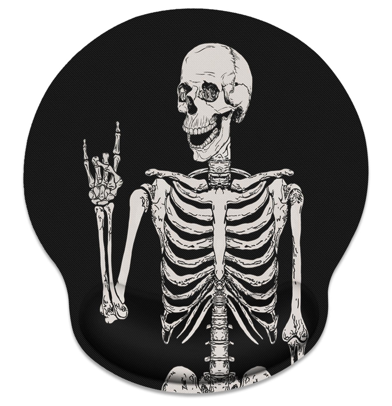 Britimes Ergonomic Mouse Pad with Wrist Support Black Human Skeleton Skull Non-Slip Rubber Base Mousepad for Home Office Gaming Working Computers Laptop Easy Typing & Pain Relief
