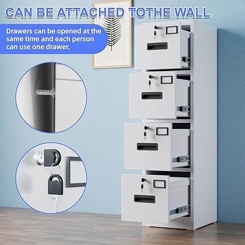 Miniatura 6 de METAN Archivador de 2 cajones con cerradura, archivador vertical de metal para oficina en casa, archivador de acero con bloqueo para colgar carpetas
