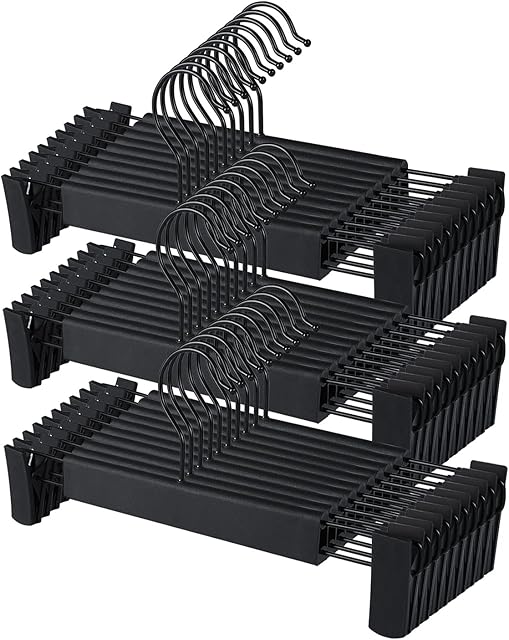 Trouser Hangers with Clips - Clip Hangers Coat Hangers with Clips Non-Slip Trousers Hanger for Trousers Skirt Pants Clothes(30 Pack)
