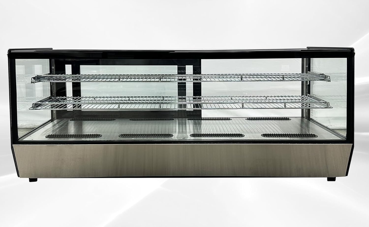 Bakery Display Cooler Countertop Refrigerated Case Desktop Vertical 60 ins Commercial Restaurant Pastry Deli Stainless Steel Base Curved Glass NSF Food Cooler CW250
