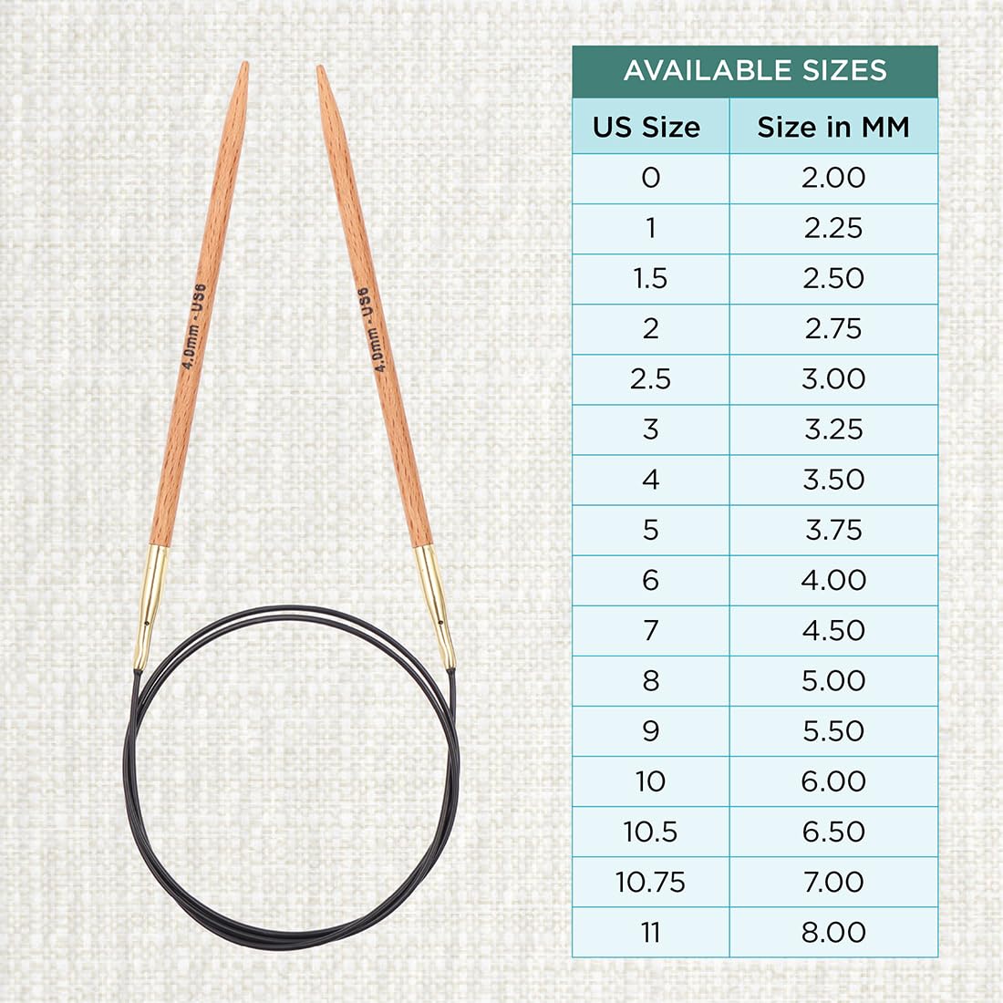 KnitPro 40 cm x 4 mm Basix-Betulla Fisso Ferri da Calza