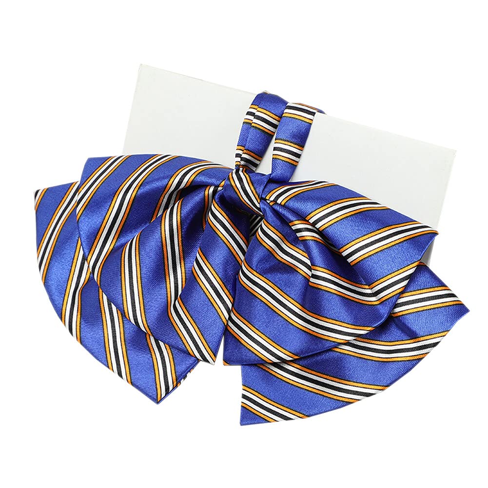 Jkqbux Women's T3 Elegant Bow Tie Pre-Tied Neckties Bowknot Stripe Adjustable Casual Uniform Bowtie Blouse Neck Ties, 19W*10L