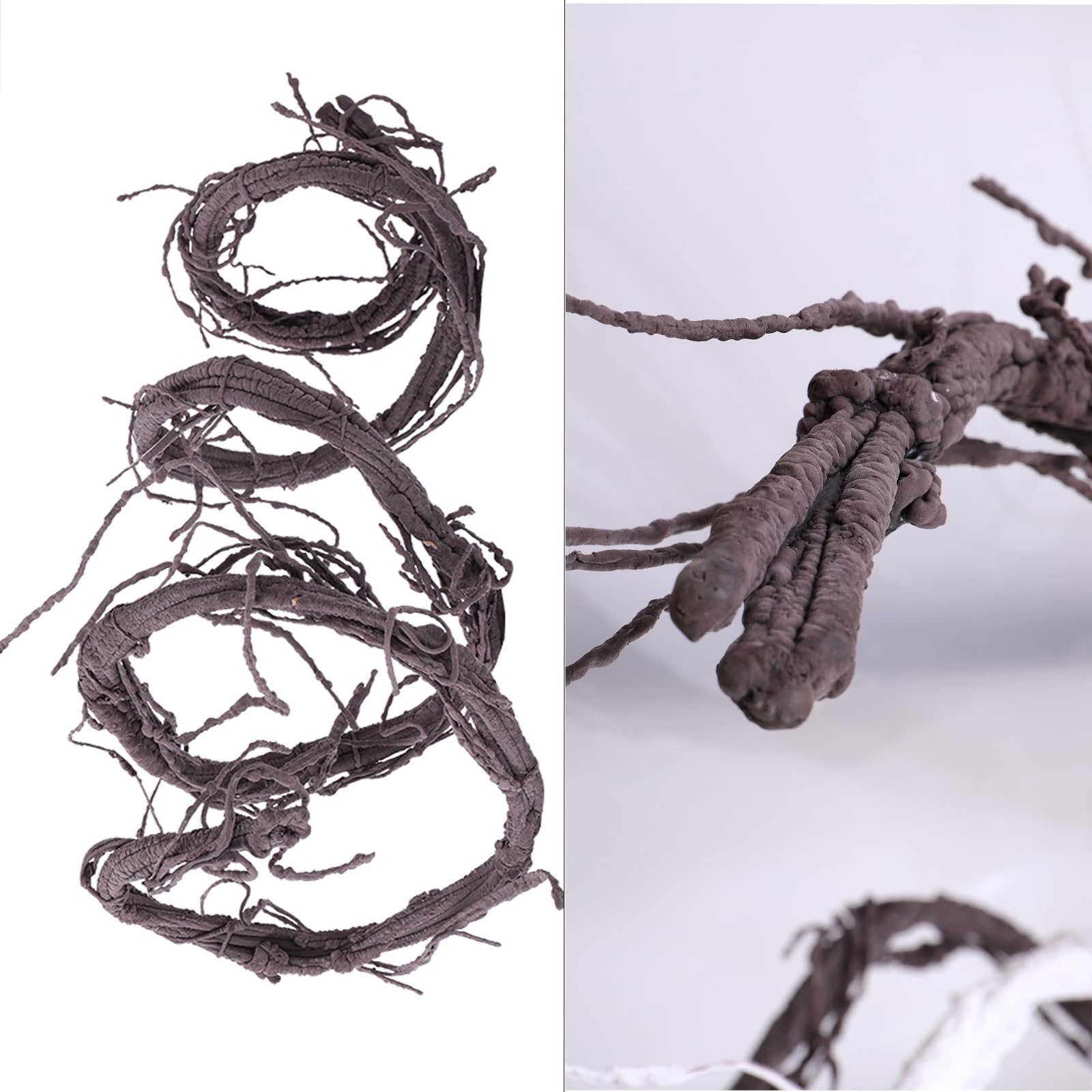 300cm/118inch Flexible Brown Big Artificial Tree Branches Fake Tree Trunk Leaf Garland Rattan Wreath Cherry Blossom Grape Cane Vines for Wall Hanging Front Door Reptile Habitat Decoration