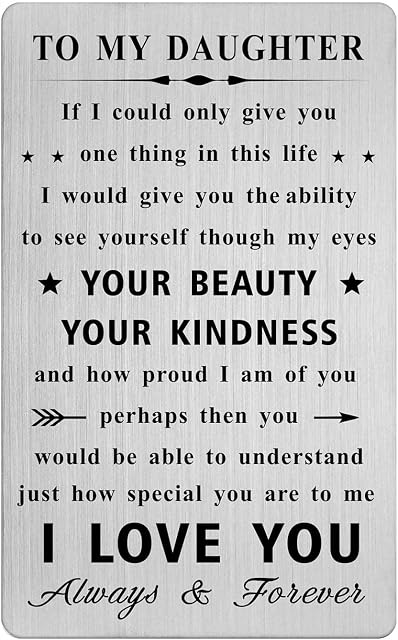 Daughter Birthday Card Gifts from Mom Dad, Daughter Wedding Graduation Engraved Wallet Card Presents