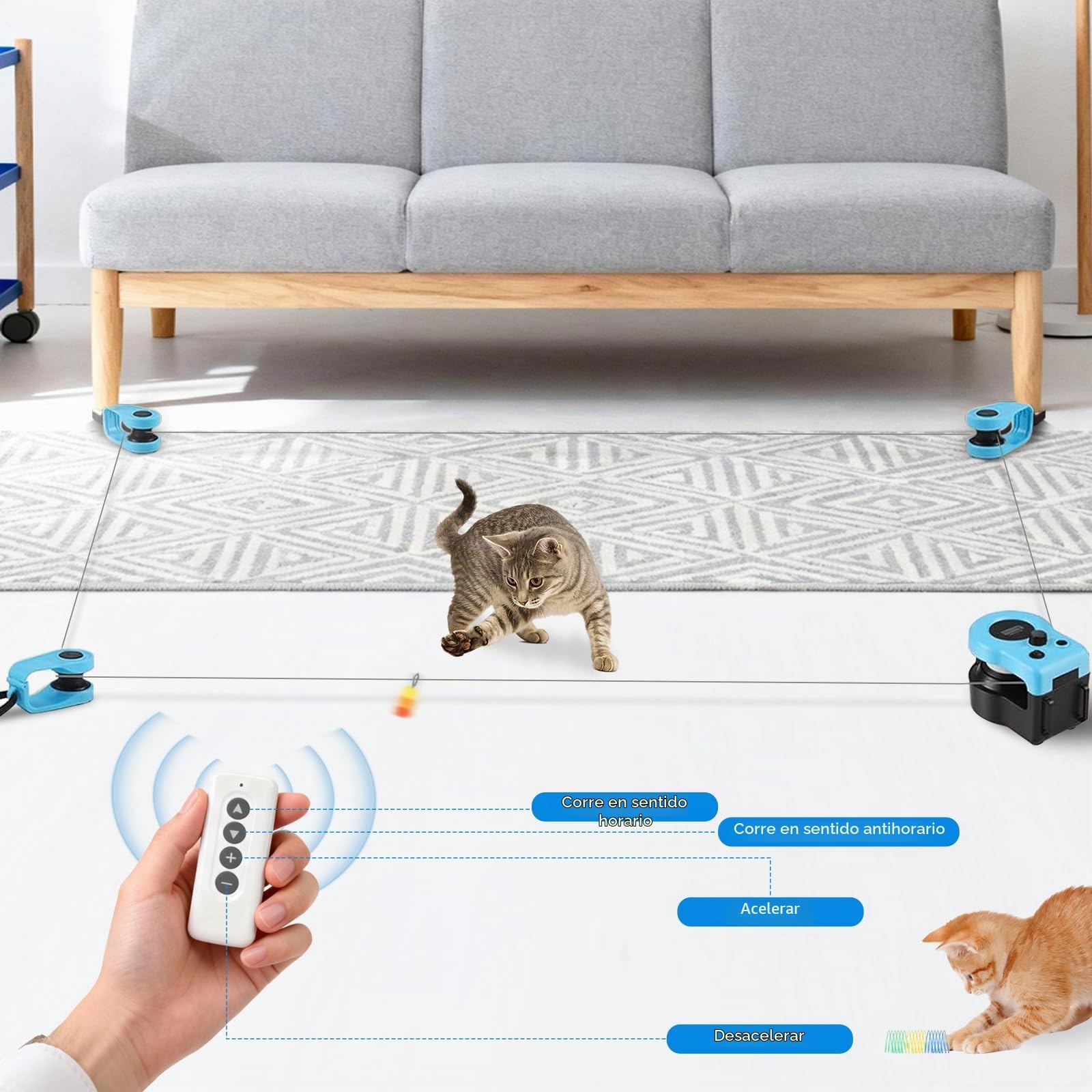 Juguete para Gatos, Juguete Eléctrico Recargable para Gatos Set De Juguete Interactivo Automático/Controlado A Distancia Velocidad Ajustable Baterías Recargables de 2000 mAh