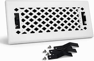 4" x 12" Lattice Design Steel Floor Register in Glacier White Finish with mounting Clips- for Floor or Side Wall- Decorative Air Vent Covers- Floor Register 4” x 12”