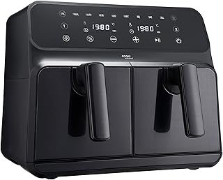 Cooks Professional Twin Dual Air Fryer | Digital Double Basket Large Fryers | Stainless Steel Energy Saving Fryer | Instant Air Fryer with Double Drawers | 8L Capacity (XL) | Black
