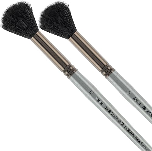 Miniatura 10 de Creative Mark Pinceles de pelo de cabra blanca natural, pinceles de pintura para pintura acrílica, aceite, acuarela y más, ovalados, tamaño 0.5