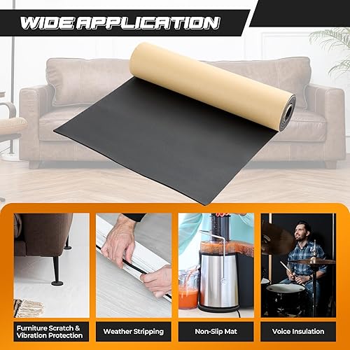 Miniatura 6 de NATGAI Esponja de neopreno con lámina de goma de espuma adhesiva de 18 pulgadas de grosor x 12 pulgadas de ancho x 24 pulgadas de largo, cortada a