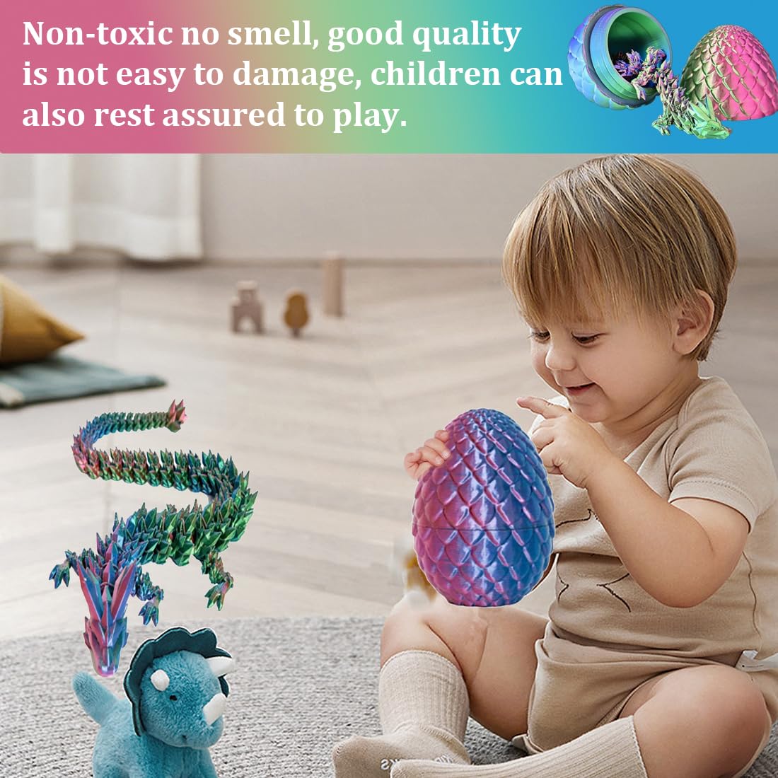 Smocze jajko z nadrukiem 3D, tajemniczy smok 3D, ruchomy smok z nadrukiem 3D, niespodzianka, prezent wielkanocny dla dzieci i dorosłych, prezent