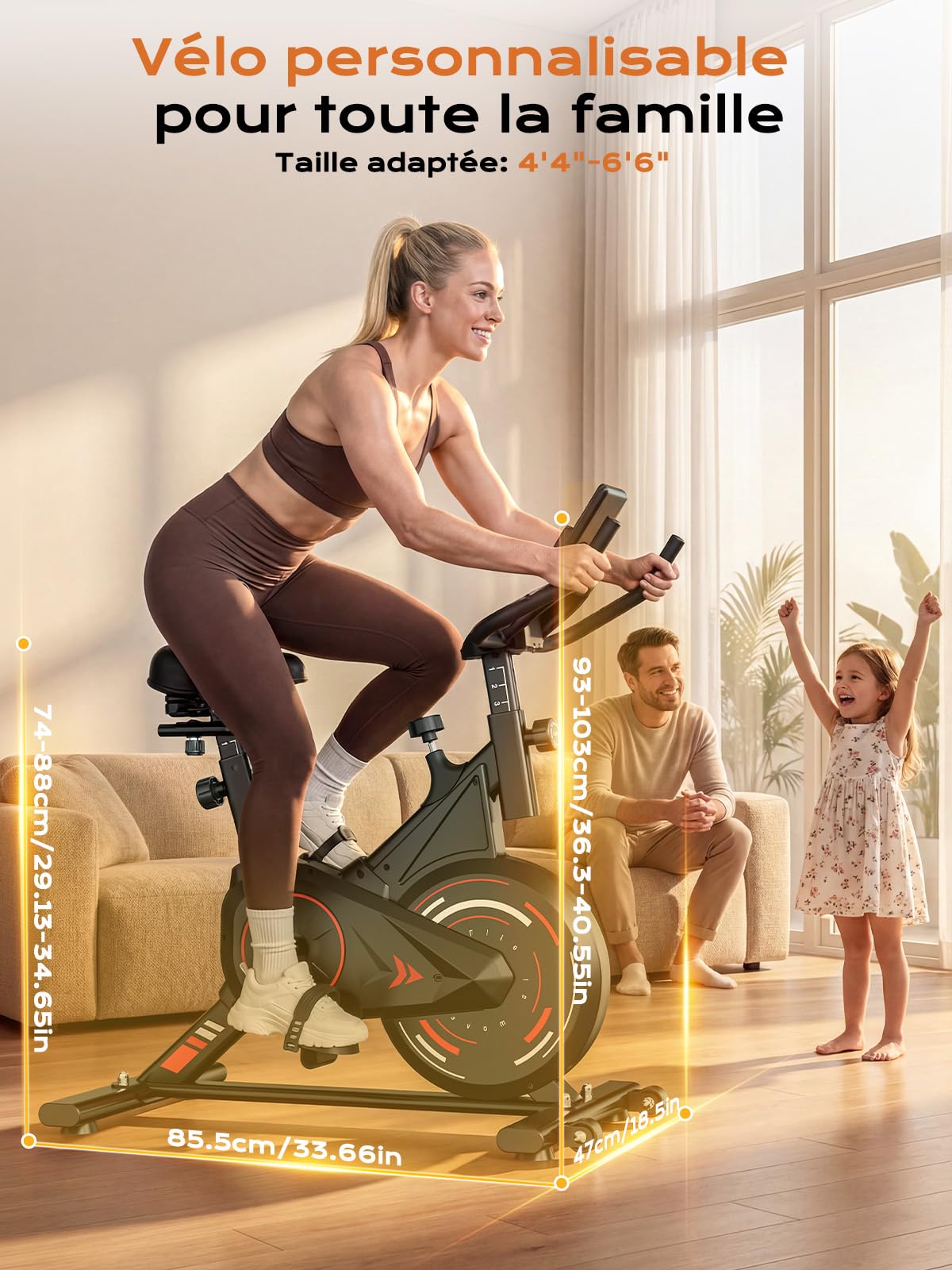 Dskeuzeew Vélo d’Appartement Connecté, Vélo d’Exercice à Résistance Magnétique 0–100%, Silencieux, Support Tablette & Capteur Cardiaque, Supporte Jusqu’à 160 kg