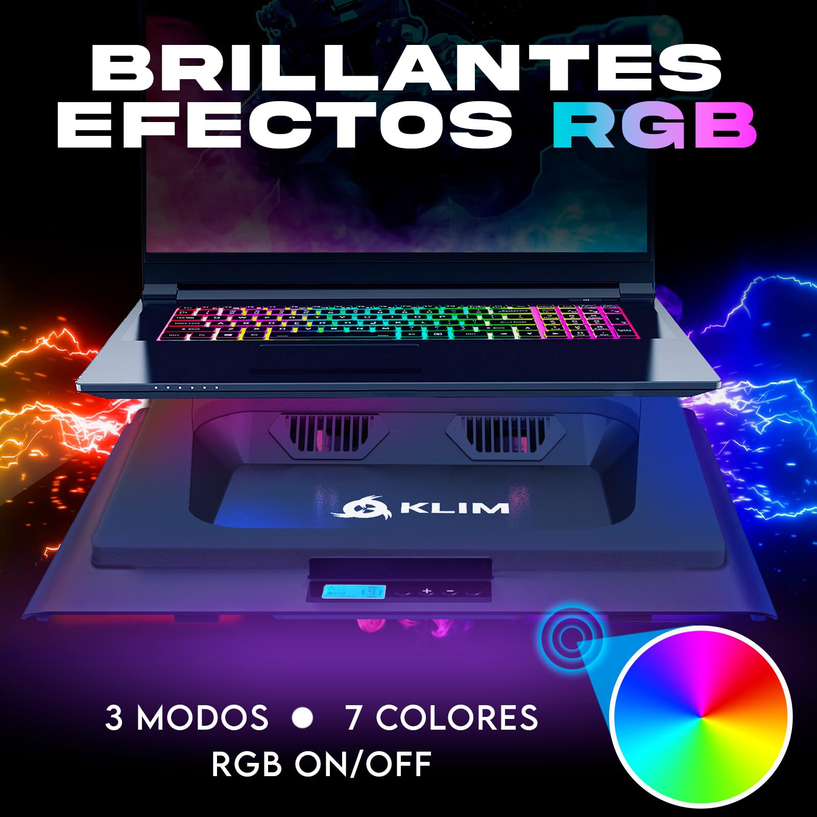 KLIM Everest Base de refrigeración para portátiles - 2 Ventiladores Turbo de 4300 RPM para un Rendimiento máximo - Evita el sobrecalentamiento y Protege tu portátil Gaming - 14 a 17" - Nuevo