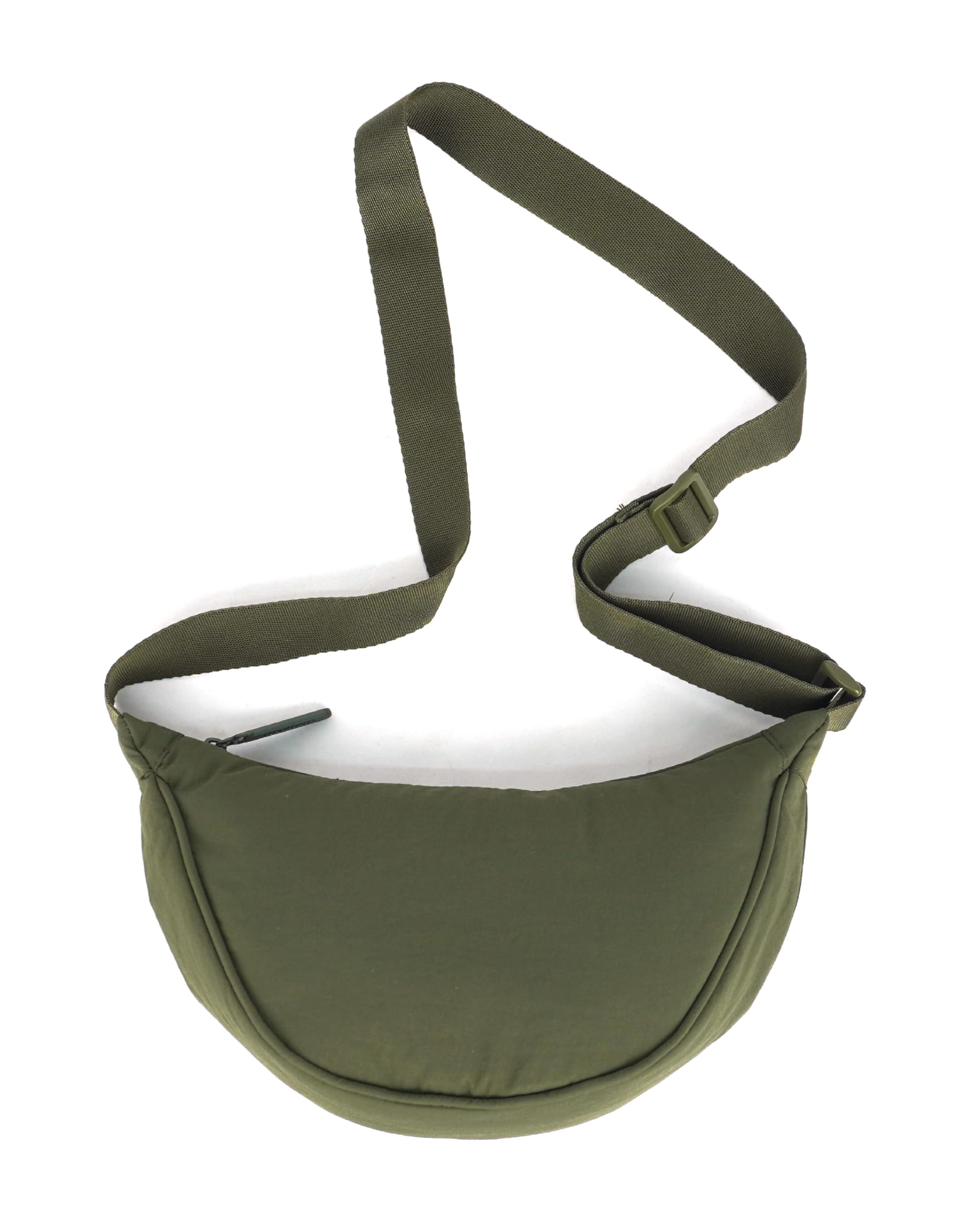 Crossbody Bags for Women and Men - Slim & Stylish, Luxury Nylon Fabric, Branded Zippers - Small Side Half Moon Sling Bag & Waist Bag, Unisex Chest Bag (Olive Green, Half Moon Sling)