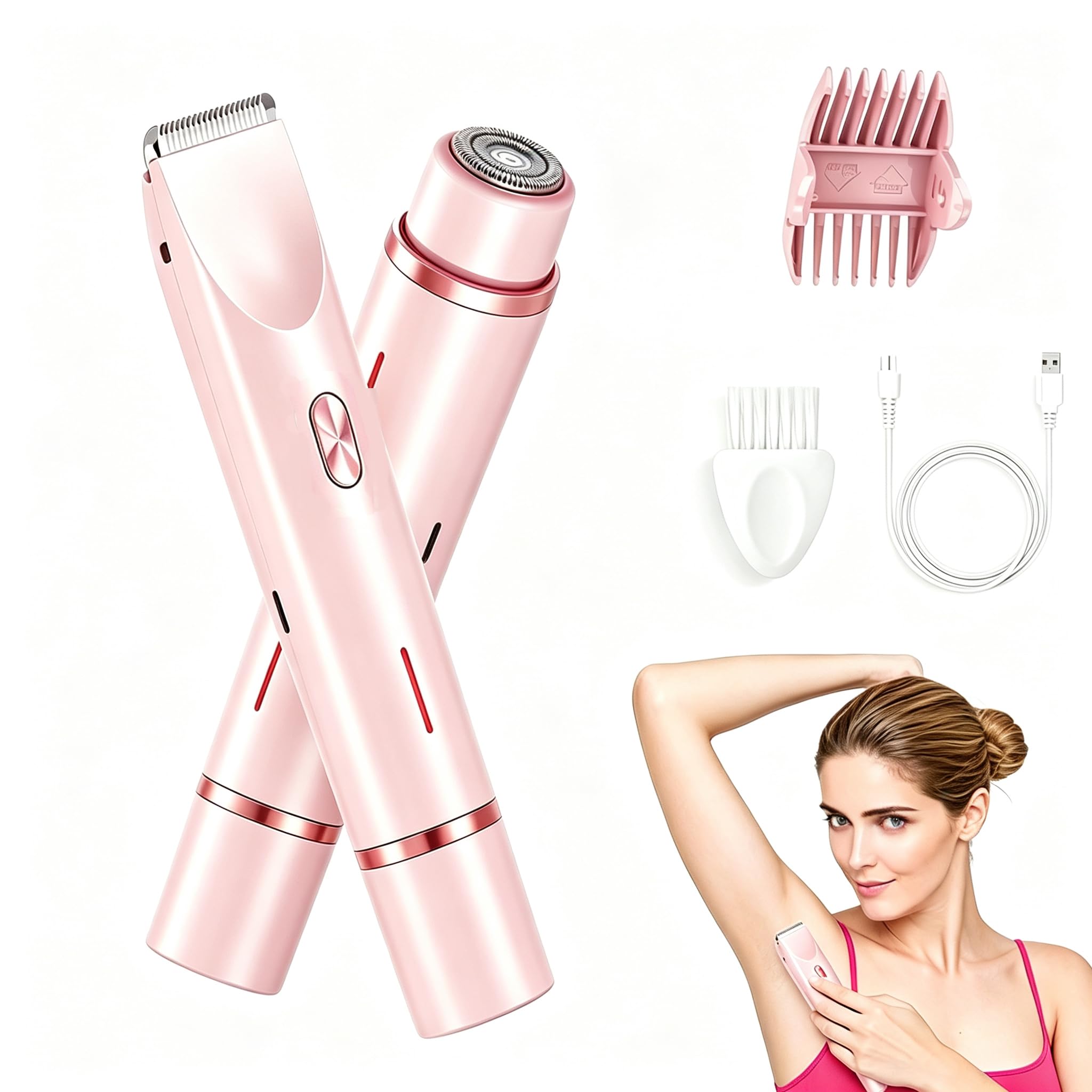 Bikini Trimmer for Women 2 in 1 Painless Electric Razors for Women