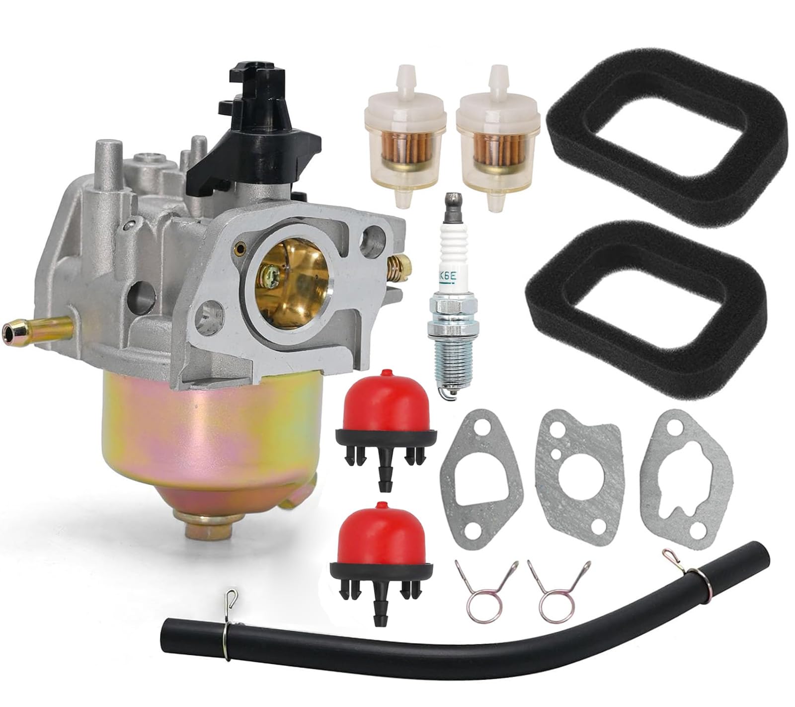 Hippotech RS100 Carburetor for Mountfield HP414 HP164 M411PD SP164 SP414 Lawn Mower Engine Carb with rs100 Lawnmower Air Filter Fuel Filter Primer Bulb Tune up Kit