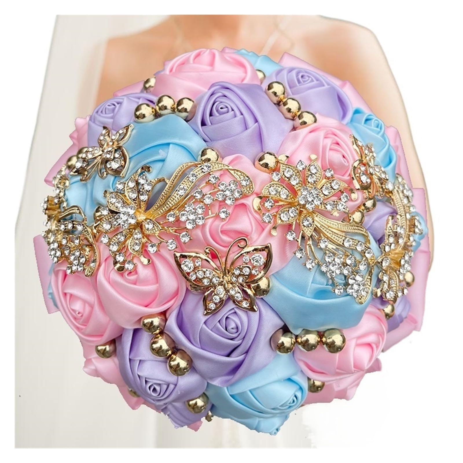NDLHXKFRP Wedding bouquets for brides and bridesmaids, Artificial Wedding Bouquet Bridesmaid Multicolor Multiple Sizes(Purple,24CM)